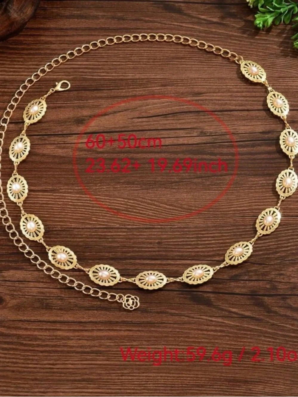 Gold-Tone Floral Link Chain Waist Belt